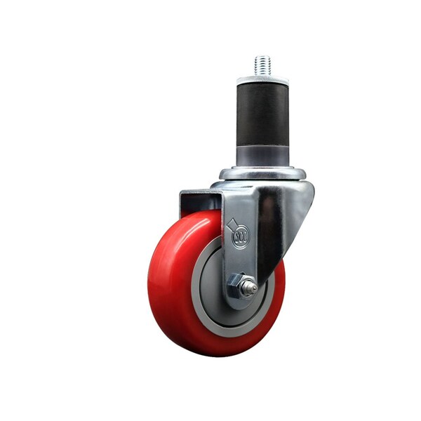 3.5'' Red Poly Wheel Swivel 1-5/8'' Expanding Stem Caster